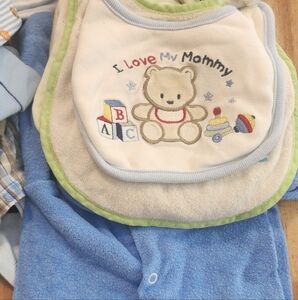 Cute Baby Bib with Bear Design Several Outfits And 4 Reciving  And A Few Bibs